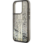 Guess GUHCP15LLFCSEGK iPhone 15 Pro 6.1" Fekete Keménytok Liquid Glitter Gold Stripes