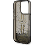 Guess GUHCP15LLFCSEGK iPhone 15 Pro 6.1" Fekete Keménytok Liquid Glitter Gold Stripes