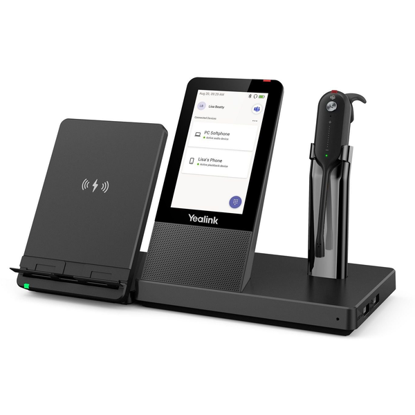 Yealink WH67 Teams Trådløs Ørekrog, Headset, Halsbånd Kontor/Callcenter Bluetooth Opladningsstativ Sort