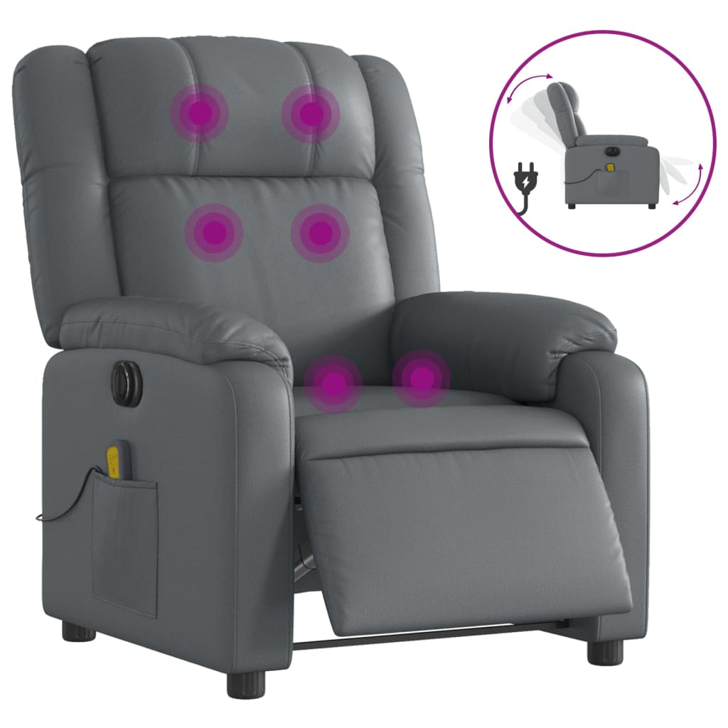 szürke műbőr elektromos dönthető masszázsfotel (3205146)