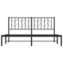 fekete fém ágykeret fejtámlával 160 x 200 cm