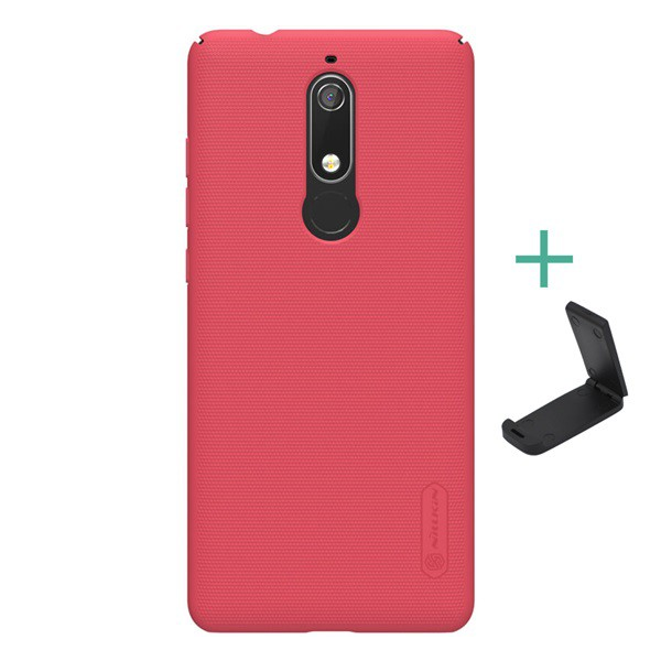 NILLKIN SUPER FROSTED műanyag telefonvédő (gumírozott, érdes felület + asztali tartó) PIROS [Nokia 5.1]