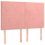 rózsaszín bársony LED-es fejtámla 144x5x118/128 cm