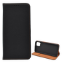 Tok álló, valódi bőr (FLIP, oldalra nyíló, asztali tartó funkció) FEKETE [Samsung Galaxy A12 (SM-A125F / SM-A127F)]