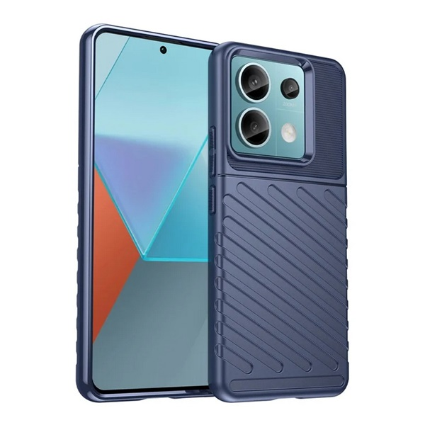 Szilikon telefonvédő (ütésállóság, csíkos, dombor minta) SÖTÉTKÉK Xiaomi Redmi Note 13 Pro 5G / Poco X6 "Gigapack csomagolás" (GP-161877)