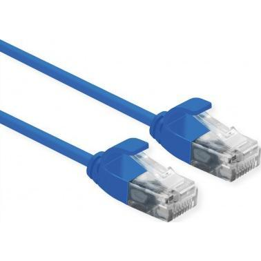 Roline 21.15.3941 RJ45 Hálózati kábel, patchkábel CAT 6A U/UTP 0.30 m Kék Árnyékolatlan, Halogénmentes, Lángálló 1 db