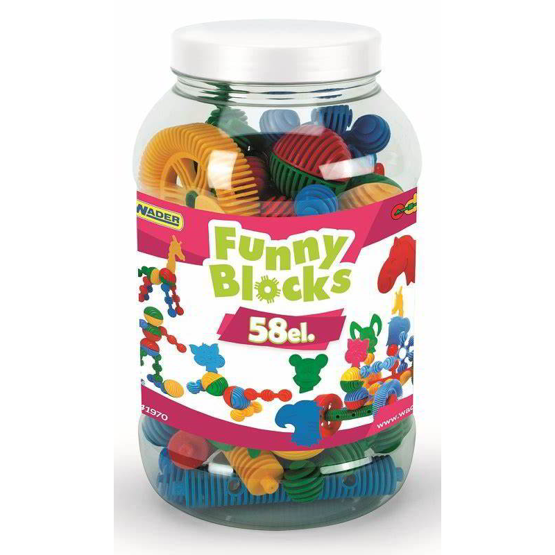 Wader 58 darabos Gömb formájú építőelemek tároló edényben (41970)