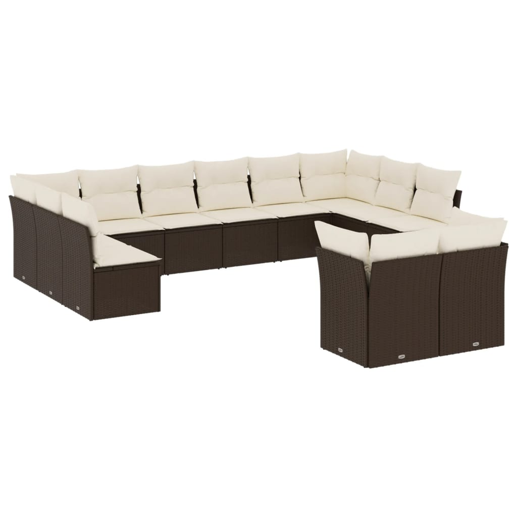 12 részes barna polyrattan kerti ülőgarnitúra párnákkal (3250272)
