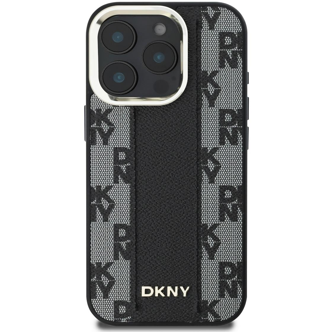 DKNY PU Leather Checkered Pattern Magsafe iPhone 16 Pro Black tok (DKHMP16LPCPVSLK)