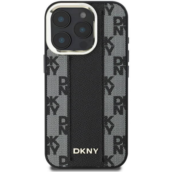 DKNY PU Leather Checkered Pattern Magsafe iPhone 16 Pro Black tok