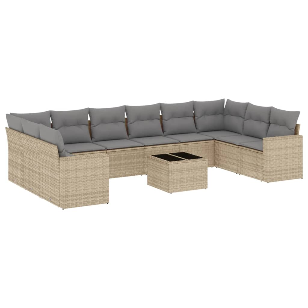 11 részes bézs polyrattan kerti ülőgarnitúra párnákkal (3219469)
