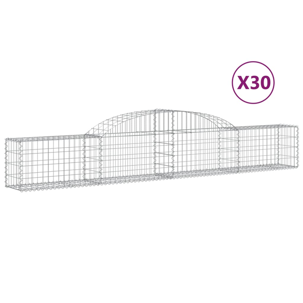 30 db íves horganyzott vas gabion kosár 300x30x40/60 cm