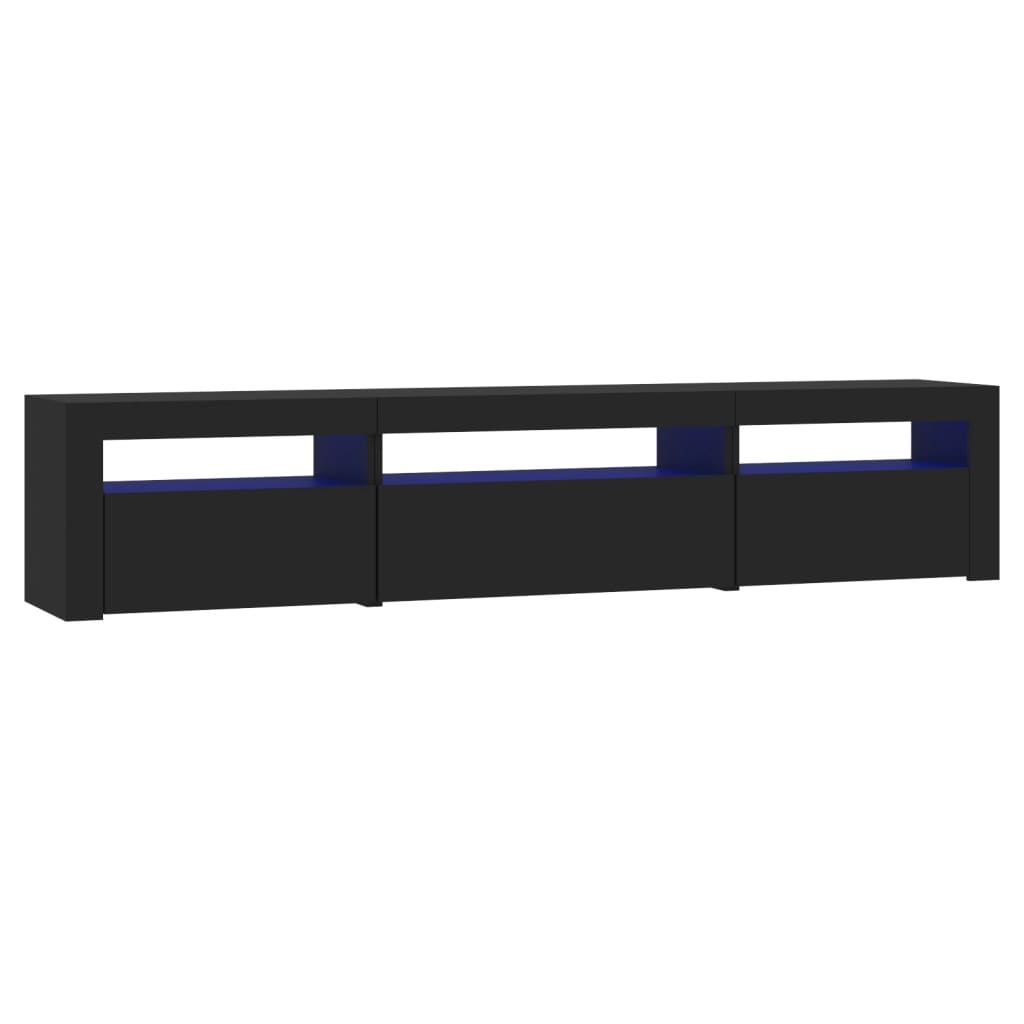 fekete TV-szekrény LED-világítással 195x35x40 cm (3152739)