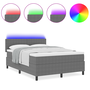 Box Spring Ágy matraccal & LED világító világosszürke kis francia bársonyos anyag