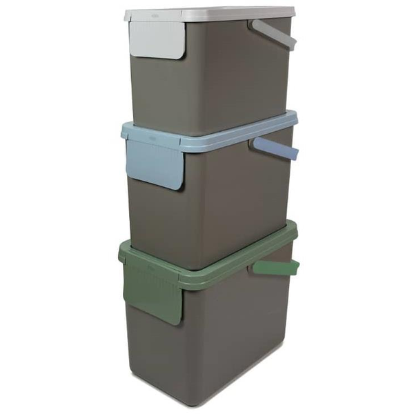 SNIPS szelektív szemetes, 25 l, 3 db, szürke + színes fedél