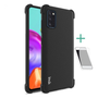IMAK szilikon telefonvédő (közepesen ütésálló, légpárnás sarok, matt + képernyővédő fólia) FEKETE [Samsung Galaxy A41 (SM-A415F)]