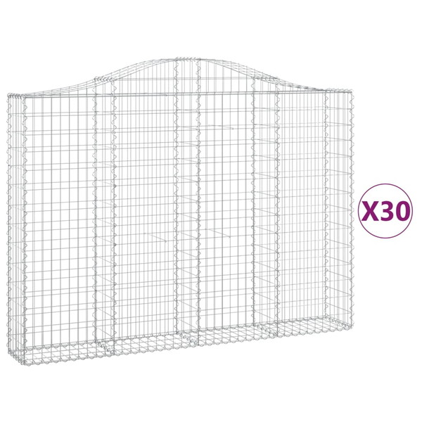 30 db íves horganyzott vas gabion kosár 200x30x140/160 cm
