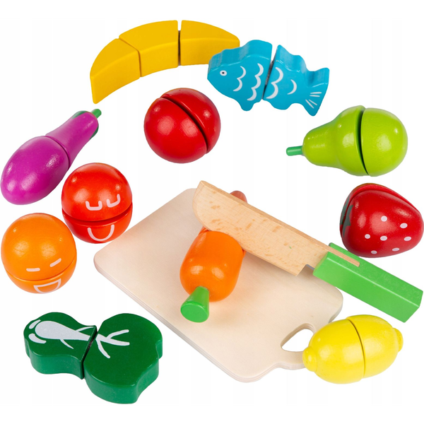 Fából Készült Gyümölcs Zöldség Ételek Vágáshoz 13Db Ecotoys