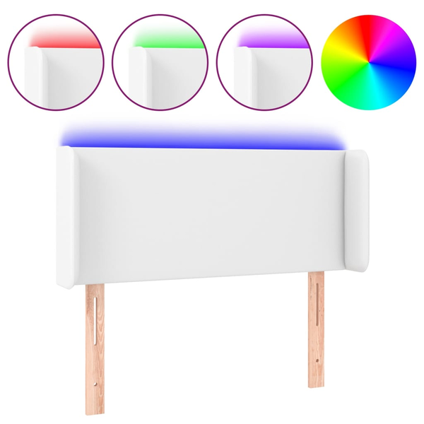 fehér műbőr LED-es fejtámla 93x16x78/88 cm