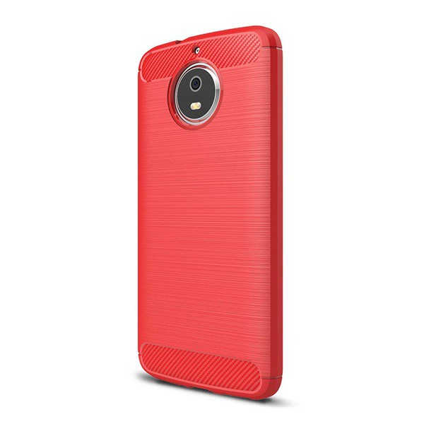 Szilikon telefonvédő (közepesen ütésálló, légpárnás sarok, szálcsiszolt, karbon minta) PIROS [Motorola Moto G5S Plus (XT1803)]