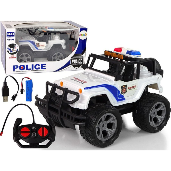 Autó RC Rendőrség Dzsip 1_14 Távirányítású Fényhatások