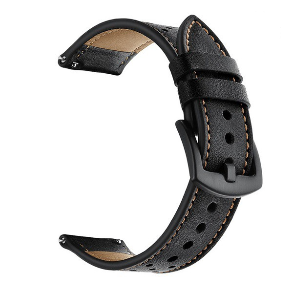 Curea de schimb (universala, 22 mm, piele naturala, respirabila) NEGRU [Honor Watch GS 3] (5996457951352)