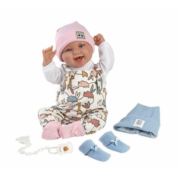 Llorens 84481 New Born 2 in 1 - valósághű babababa hangokkal és puha szövettesttel - 44 cm