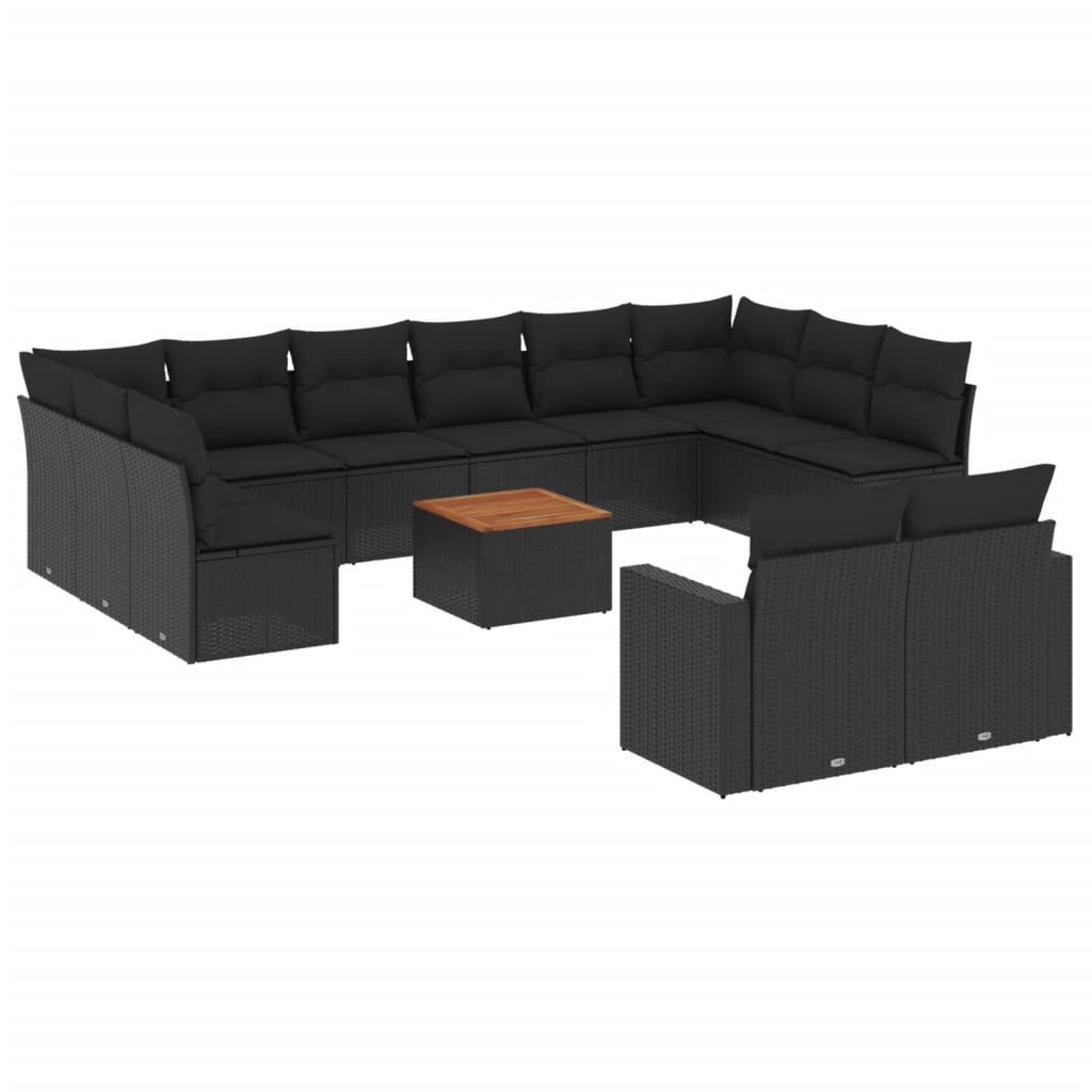 13 részes fekete polyrattan kerti ülőgarnitúra párnákkal (3224354)