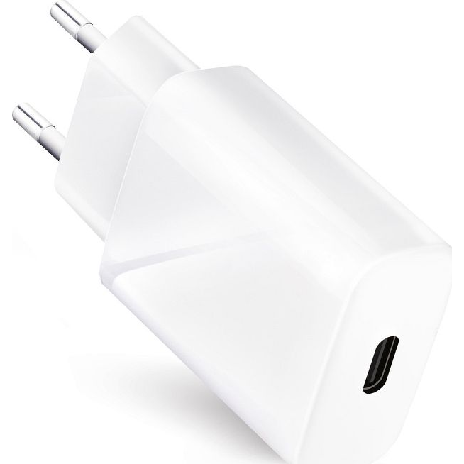 Forcell F-Energy TFK-TC-20WPD USB-C + USB-C-Lightning töltő adapter kábellel, PD, QC4.0, 3A, 20W, fehér (5903396072451)