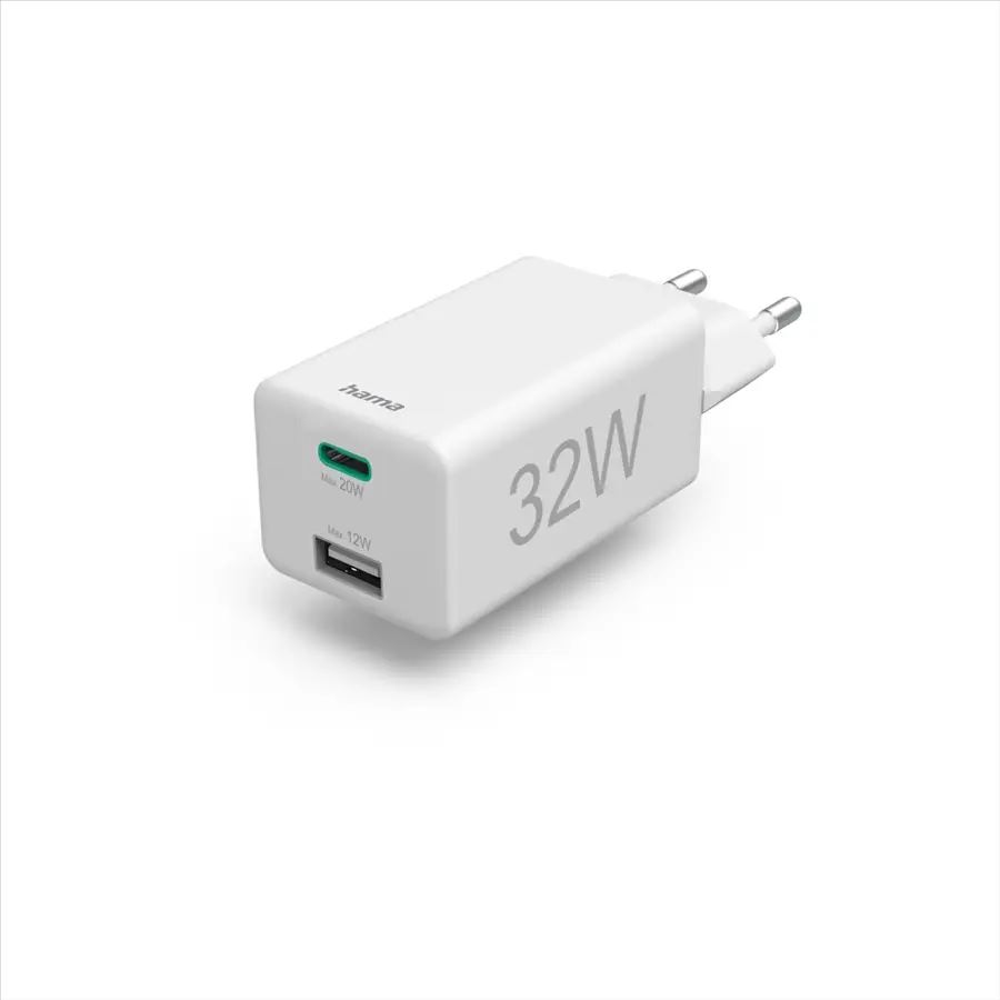 Hama USB-C, USB-A hálózati töltő 32W fehér (201691) (hama201691)