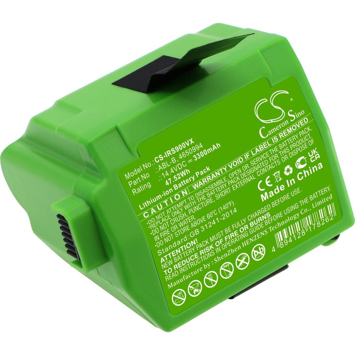 Cameron Sino Li-Ion Akkumulátor 14.4v/3300mah, Irobot 4650994 Kompatibilis, Zöld (SB8817)