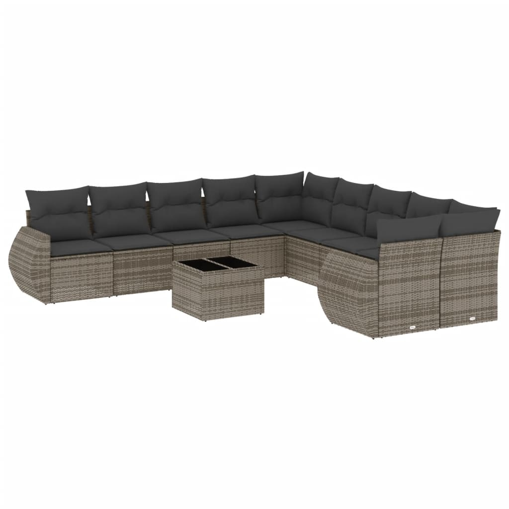 11 részes szürke polyrattan kerti ülőgarnitúra párnákkal (3254257)