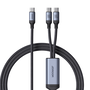 Joyroom speedy series SA21-1T2 USB-C apa - 2x USB-C apa 2.0 Adat és töltő kábel - Fekete (1.5m)