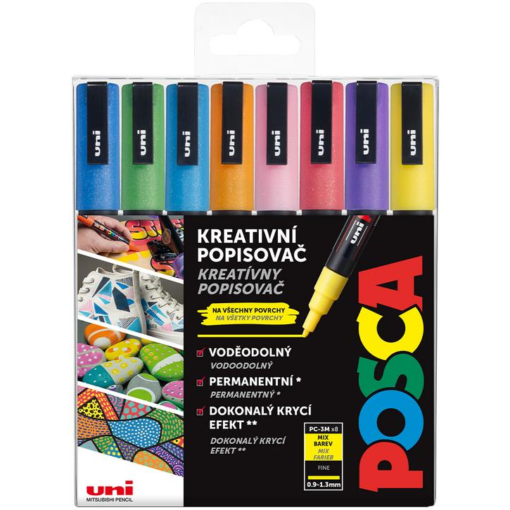 UNI Posca 3M 8 pcs glitter (5012788006643)