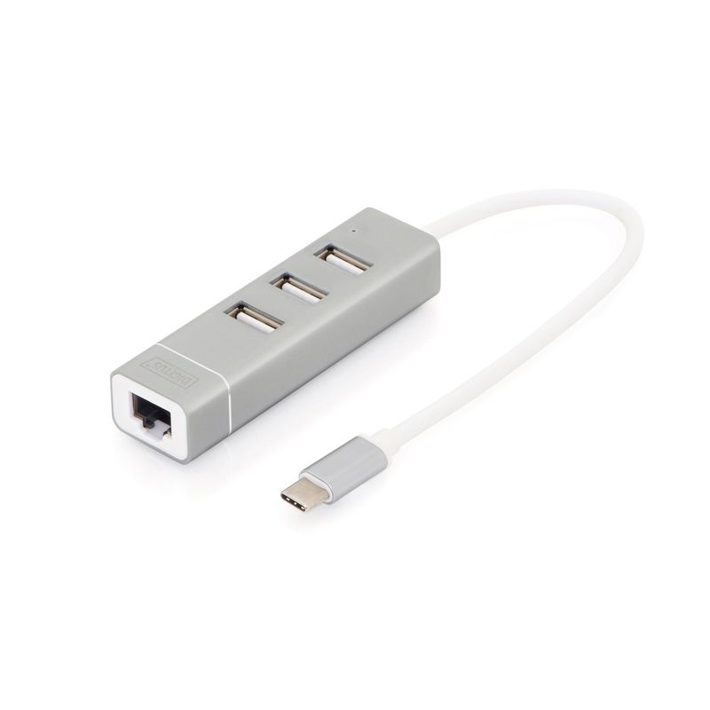 Digitus DA-70253 USB Type-C 3-Port Hub + Fast Ethernet LAN Adapter (DA-70253)
