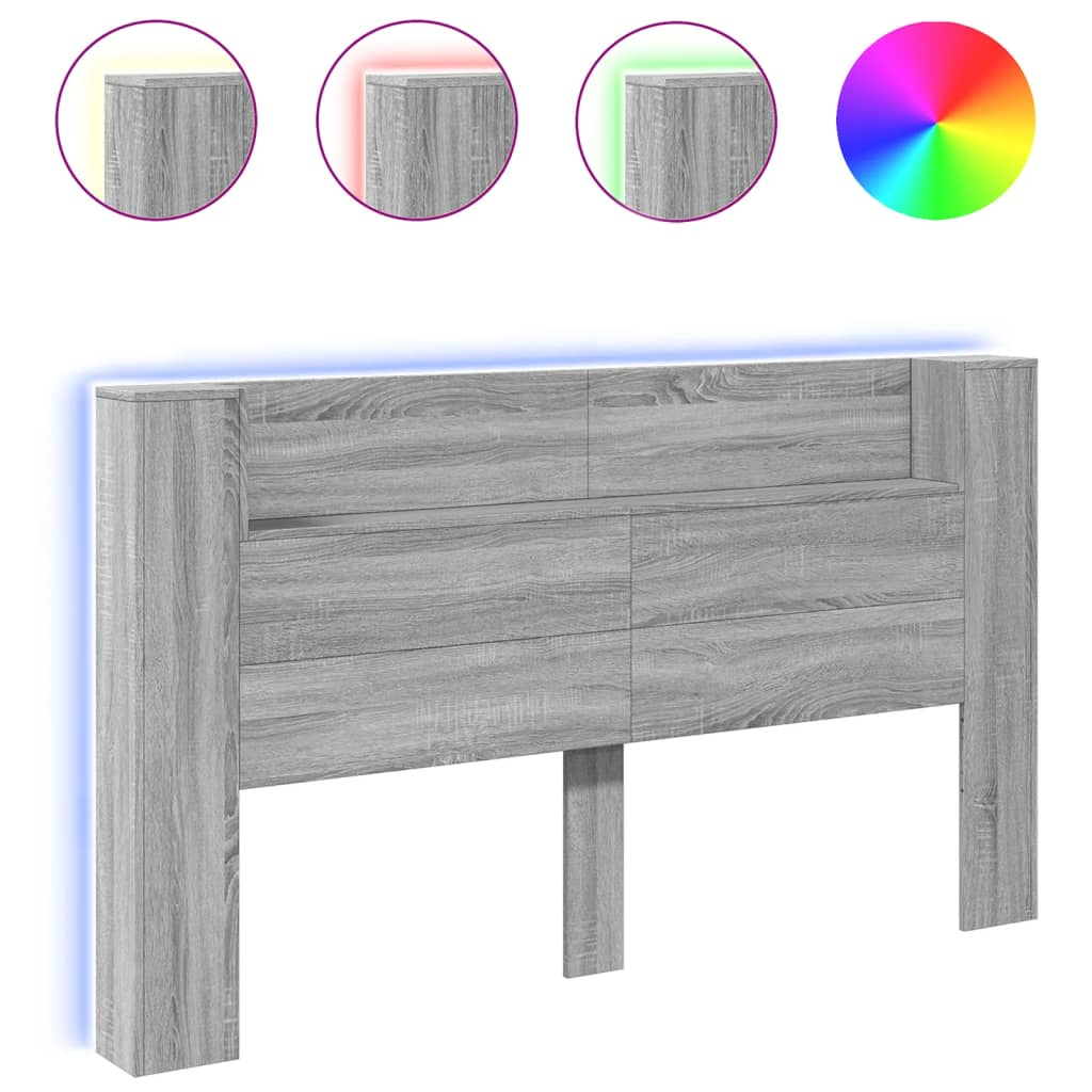 szürke sonoma színű áthidalószekrény LED-ekkel 180x16,5x103,5cm (839264)