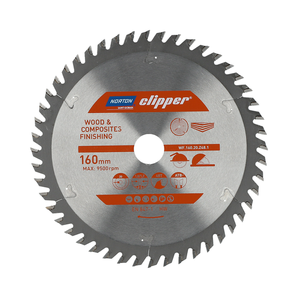NORTON CIRCULAR SAW 160mm x 20mm x 48z WOOD AND COMPOSITES ATB (1.8 / 1.2)