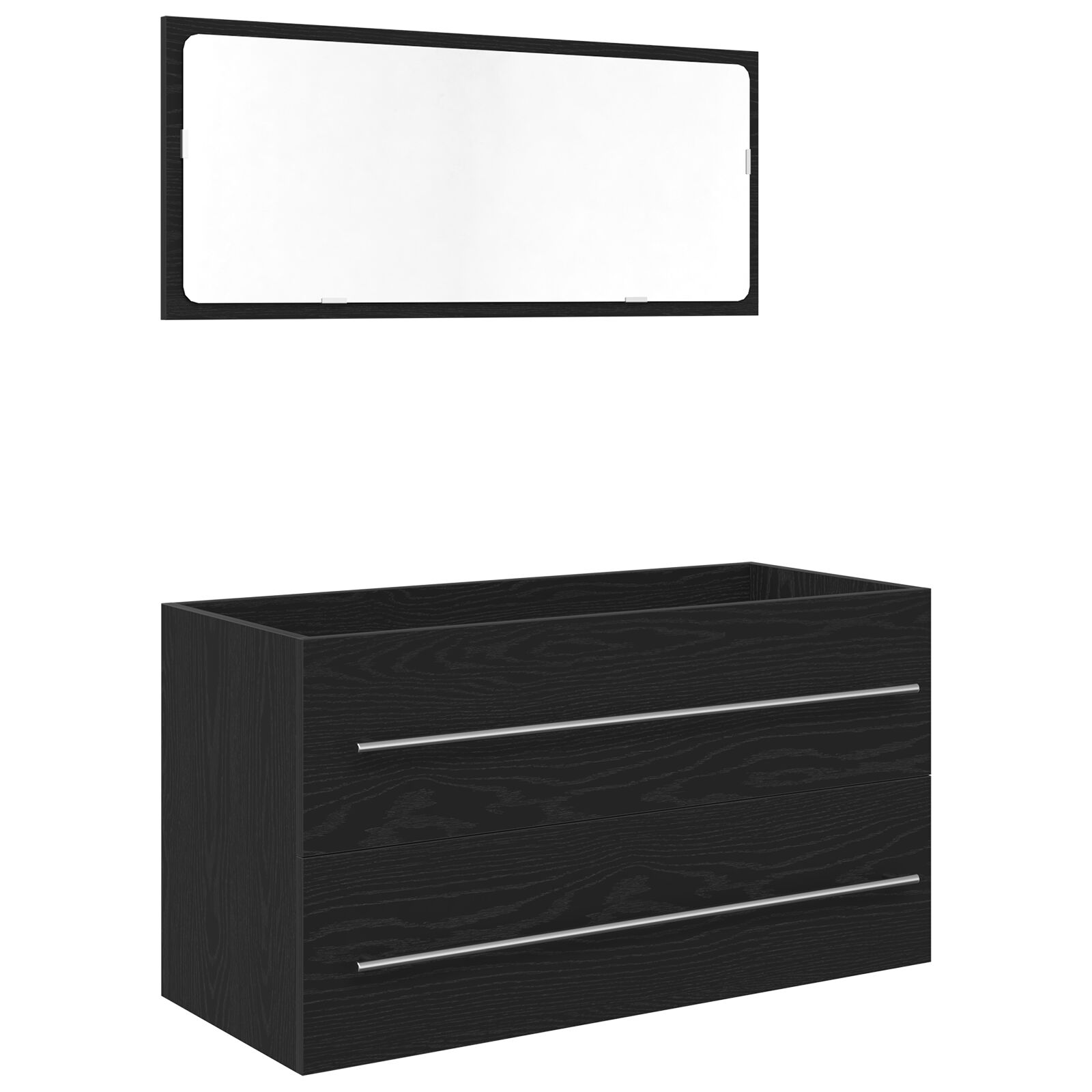 Mosdó Szekrény Tükörrel Fekete Tölgy 90x45x1,5 cm Mérnöki Fa (862569)