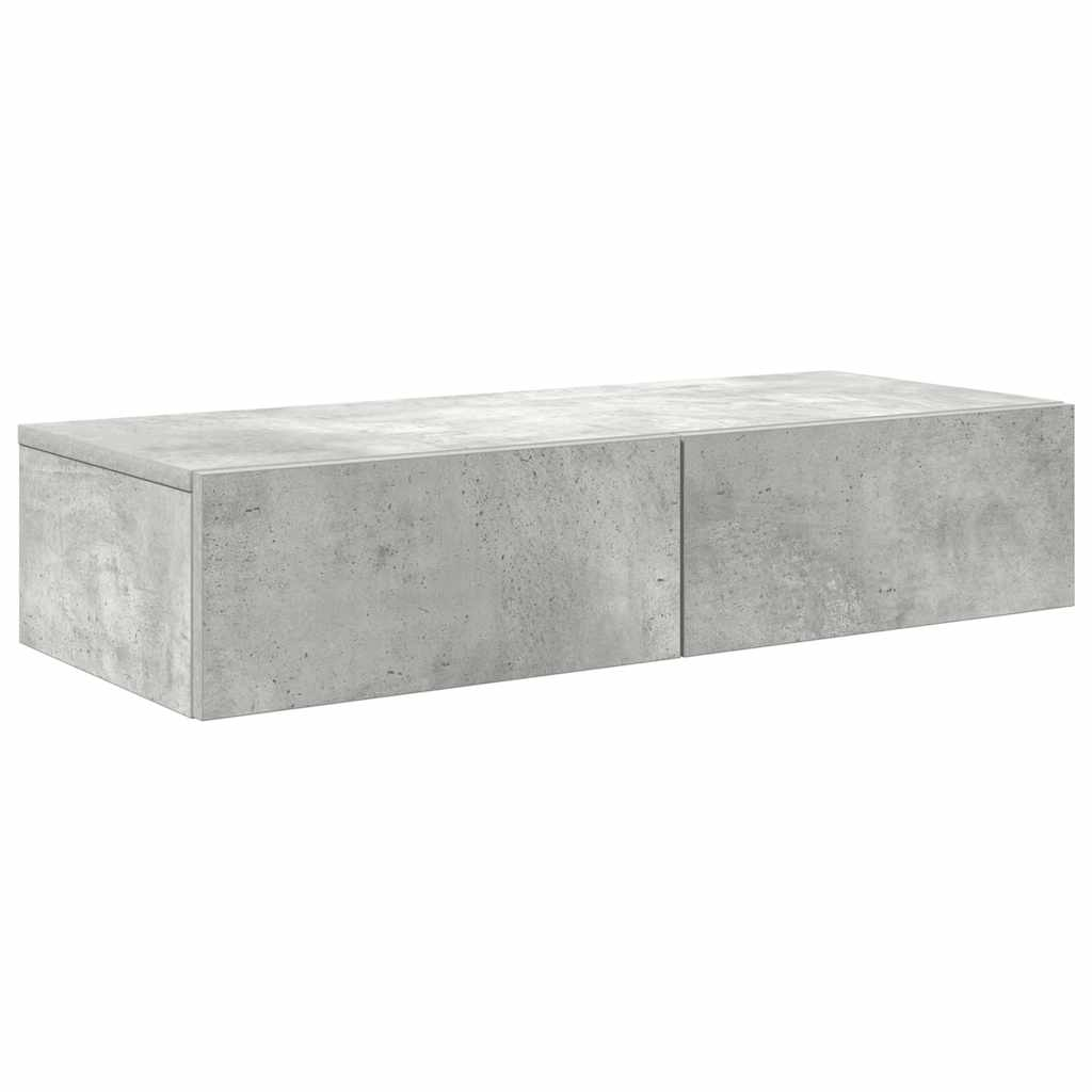 Falipolc fiókokkal betonszürke 80x33x17 cm műszaki fa (859980)