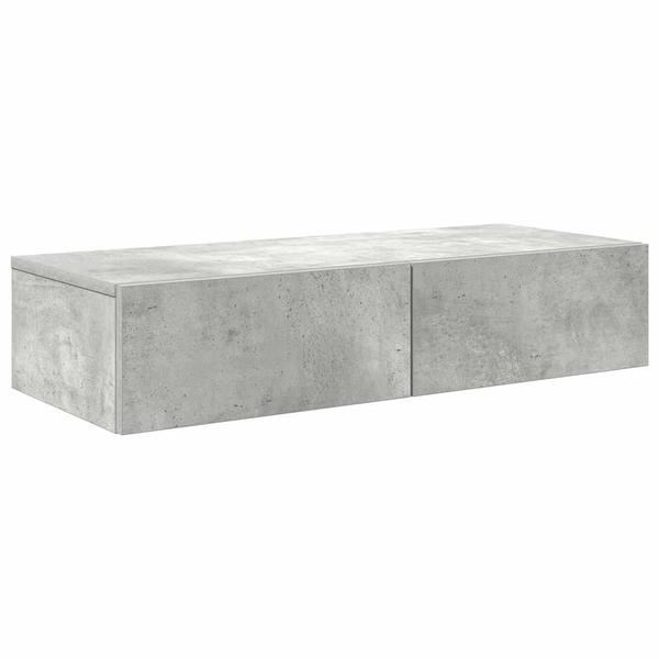 Falipolc fiókokkal betonszürke 80x33x17 cm műszaki fa