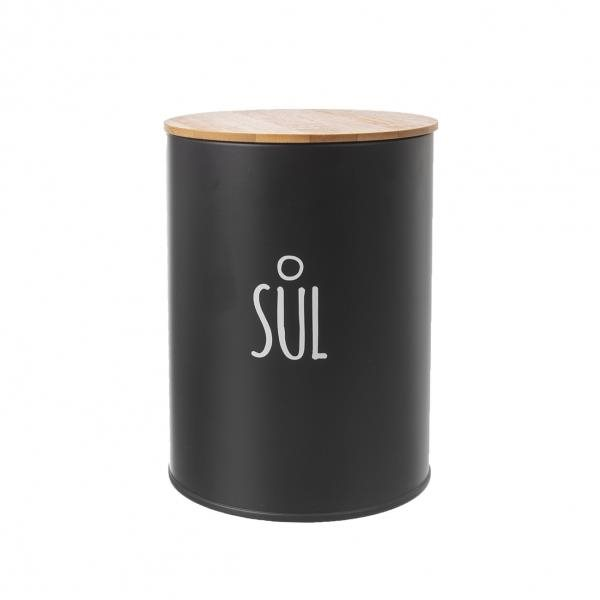 Orion pléh/bambusz doboz 11 cm átmérőjű só FEKETE Só
