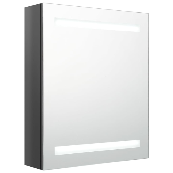 fényes szürke LED-es tükrös fürdőszobaszekrény 50 x 14 x 60 cm