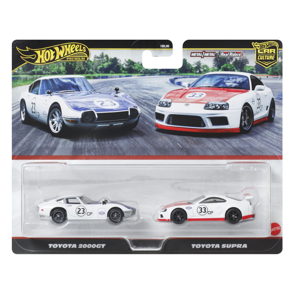 HOT WHEELS PREMIUM SET OF 2 DIE-CAST CARS TOYOTA 2000GT AND TOYOTA SUPRA 1 TO 64 SCALE