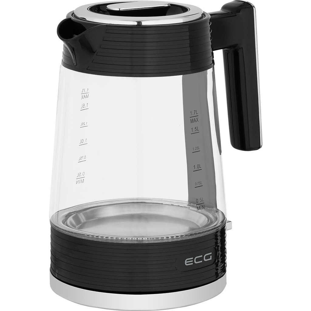 ECG RK 1750 Stripe Elektromos vízforraló 1.7L 2200W - Átlátszó / Fekete (RK-1750-STRIPE)