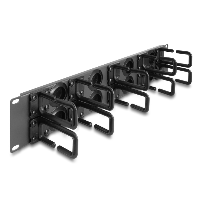 Delock 19 kábelrendező router panel 8 gumírozott kábelbemenettel és 10 hurokkal 2U sötétszürke (66746) (66746)