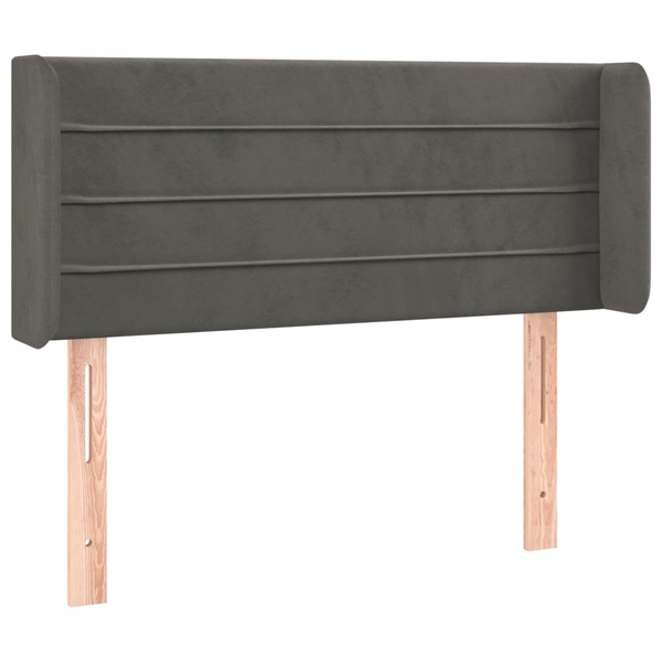 Tăblie de pat cu aripioare gri închis 93x16x78/88 cm catifea