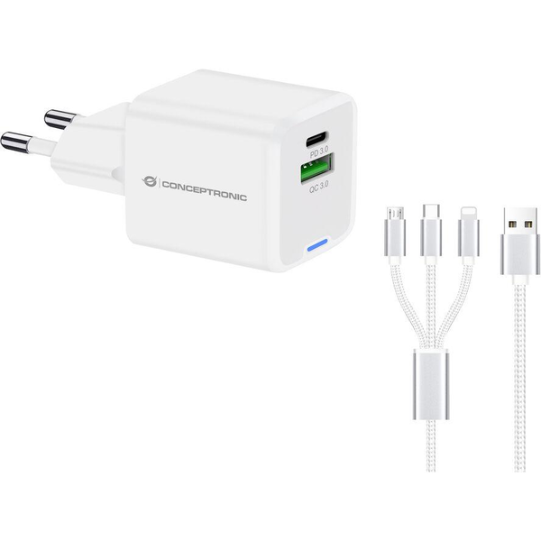 Conceptronic ALTHEA16W φορτιστής κινητών συσκευών Παγκόσμιος Λευκός (Άσπρος) AC Γρήγορη φόρτιση Εσωτερικός (Εσωτερικού χώρου)