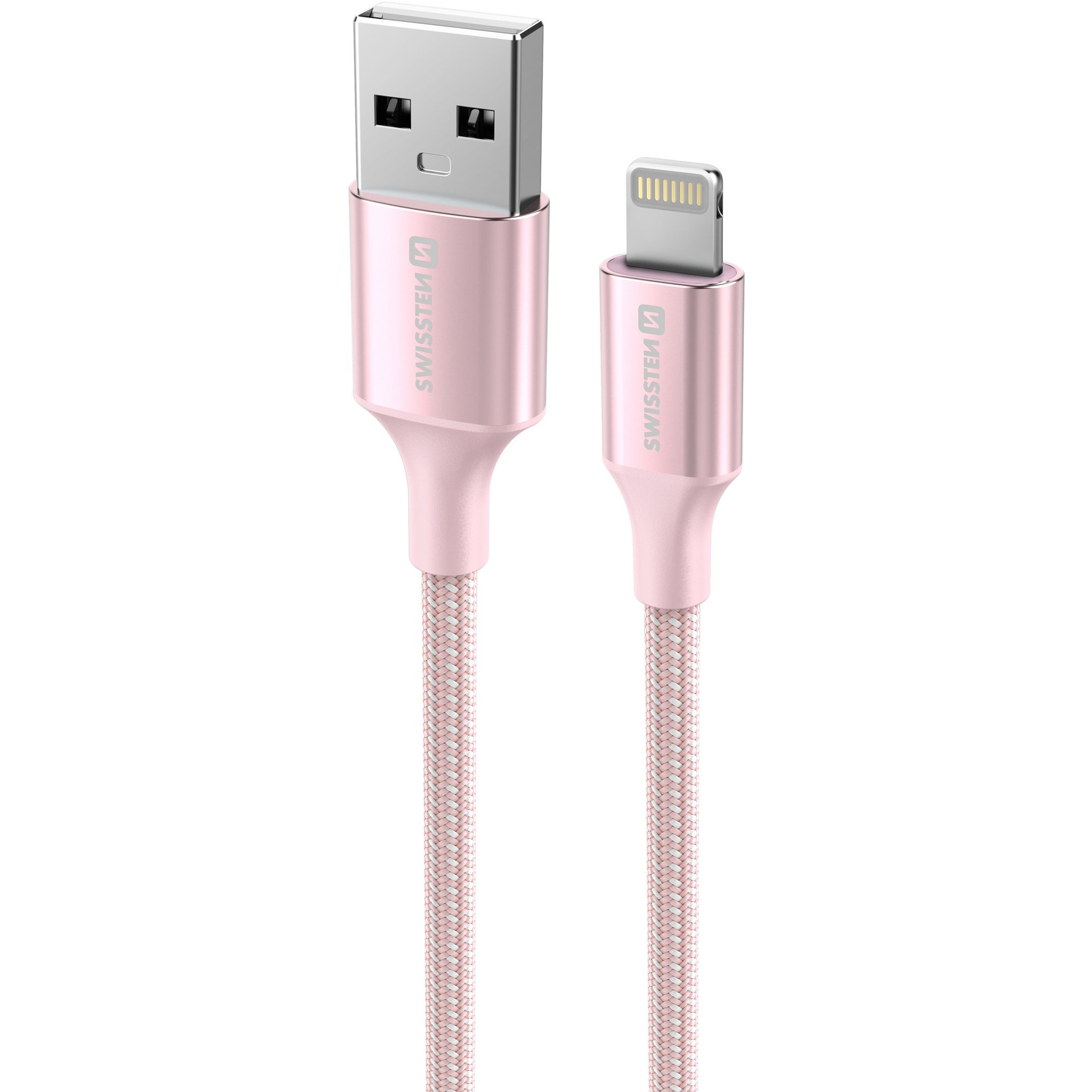 Swissten Textile II USB to Lightning 1,5m, rózsaszín (71523311)