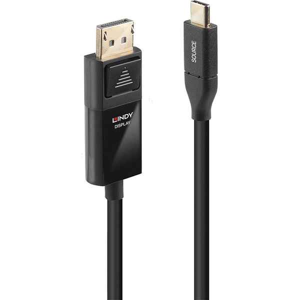 Lindy 43303 videokabel adapter 3 m USB Type-C DisplayPort Sort
