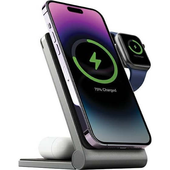 Energea MagTrio 3in1 MagSafe kompatibilis vezetéknélküli gyorstöltő, 15W, szürke ( )